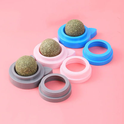 The Happy Tail Co.™ 3-Piece Rotatable Catnip Wall Balls - Natural Licking Snacks for Dental Cleaning & Anxiety Relief