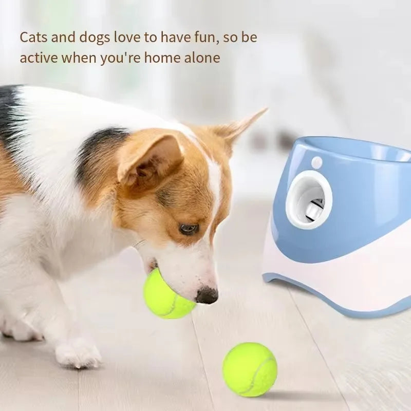 The Happy Tail Co™ Pro-Series Automatic Dog Ball Launcher - Interactive Rechargeable Fetch Machine with 3 Tennis Balls