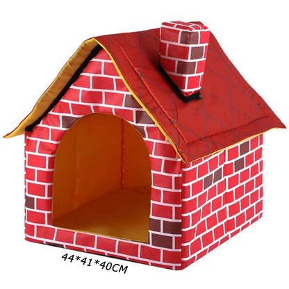 The Happy Tail Co™ Cozy Cartoon Pet House - Soft Washable Dog Cave & Warm Kitten Nest for Indoor Winter