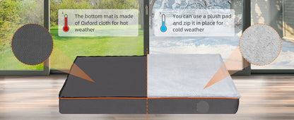 The Happy Tail Co Premium Orthopedic Memory Foam Dog Bed - Waterproof & Washable Deluxe Pet Mattress with Orange Trim