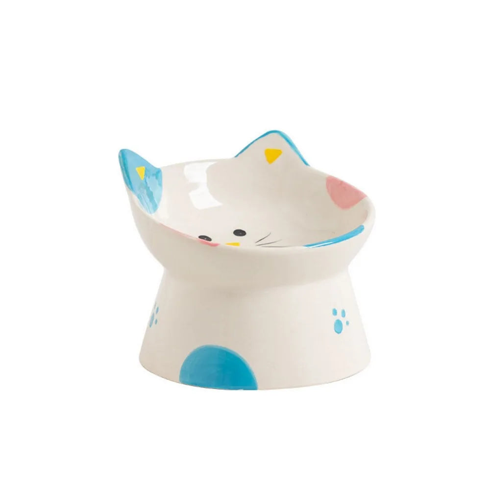 The Happy Tail Co™ Premium Ceramic Orthopedic Pet Bowl - Slanted Neck Guard & Anti-Tipping Elevated Feeder