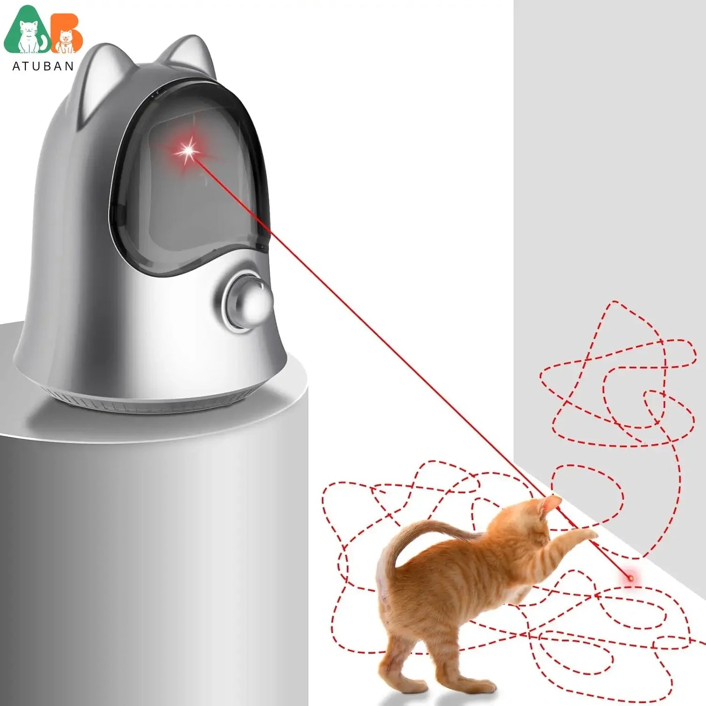 The Happy Tail Co™ Smart Interactive Automatic Laser Cat Toy - 360° Rotating Laser Pointer for Indoor Cats & Kittens