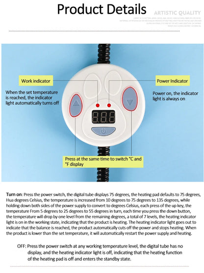The Happy Tail Co™ Smart Electric Heating Pad - Waterproof Winter Warmer with Adjustable Temperature