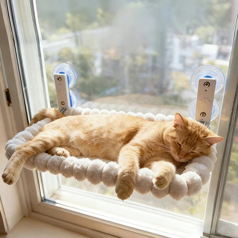The Happy Tail Co Panoramic Cat Window Hammock - Ultra-Soft Cozy Perch with Strong Suction Cups for Indoor Cats