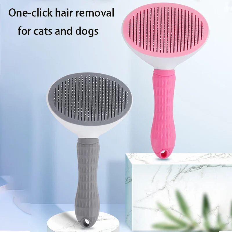 The Happy Tail Co™ One-Click Self-Cleaning Brush - Professional Pet Hair Remover & Soothing Massage Tool