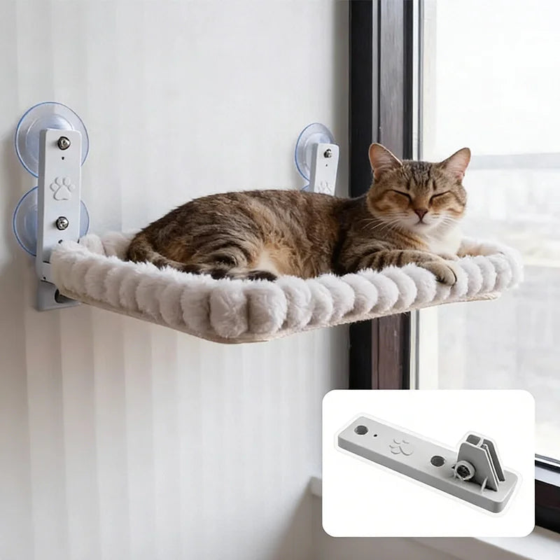 The Happy Tail Co Panoramic Cat Window Hammock - Ultra-Soft Cozy Perch with Strong Suction Cups for Indoor Cats