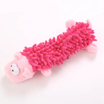 The Happy Tail Co.™ Ultra-Soft Animal Squeaky Chew Toy - Gentle Dental Cleaning Plush for Puppies & Small Breeds