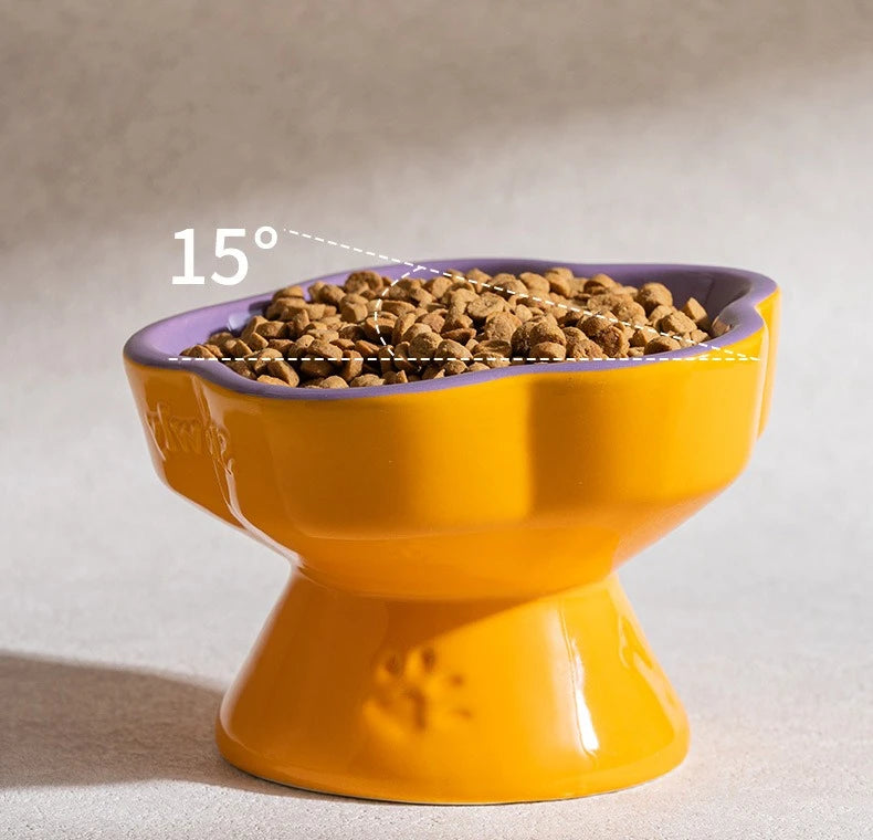 The Happy Tail Co™ Premium Ceramic Slow Feeder - Elevated Flower Design Anti-Choke Pet Bowl for Healthy Digestion