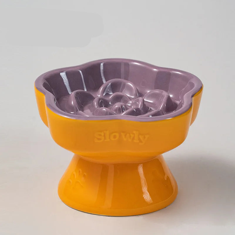 The Happy Tail Co™ Premium Ceramic Slow Feeder - Elevated Flower Design Anti-Choke Pet Bowl for Healthy Digestion