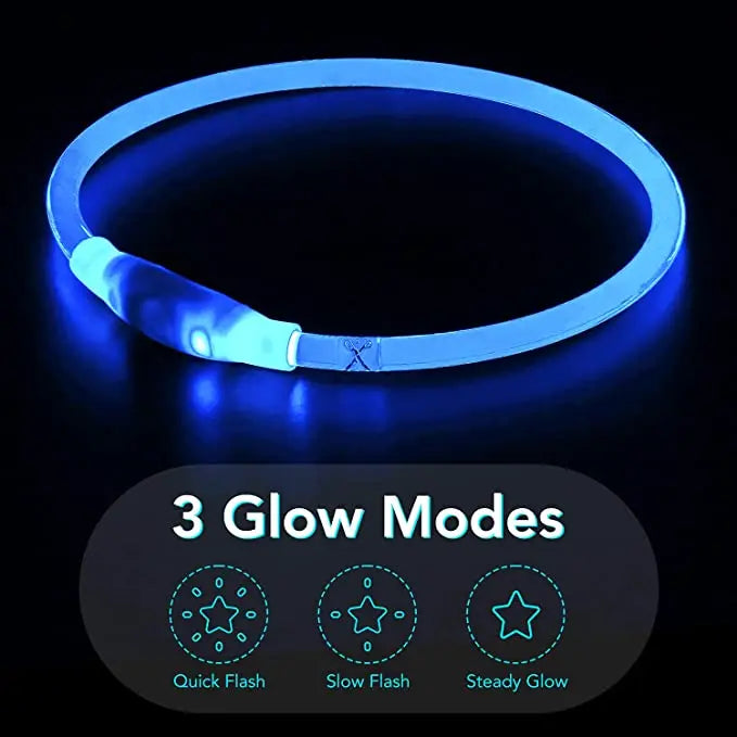 The Happy Tail Co™ USB Rechargeable LED Dog Collar - Glow-in-the-Dark Safety Light for Night Walks