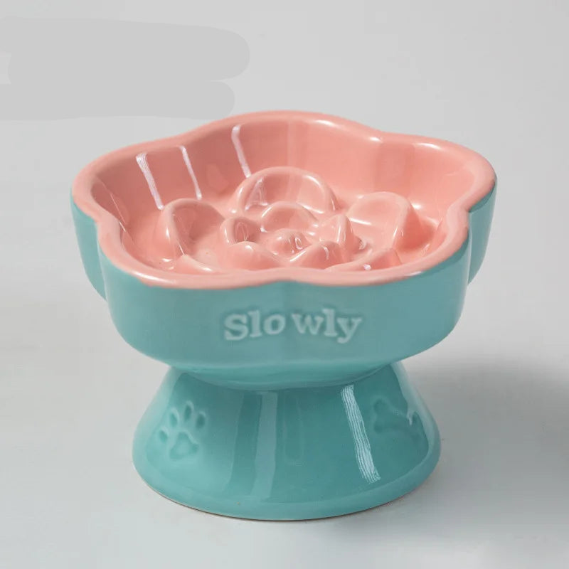The Happy Tail Co™ Premium Ceramic Slow Feeder - Elevated Flower Design Anti-Choke Pet Bowl for Healthy Digestion
