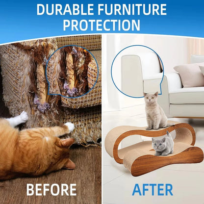 The Happy Tail Co™ 2-in-1 Luxury Cat Scratcher Lounge & Bed - Durable Cardboard Furniture Protector for Healthy Claws