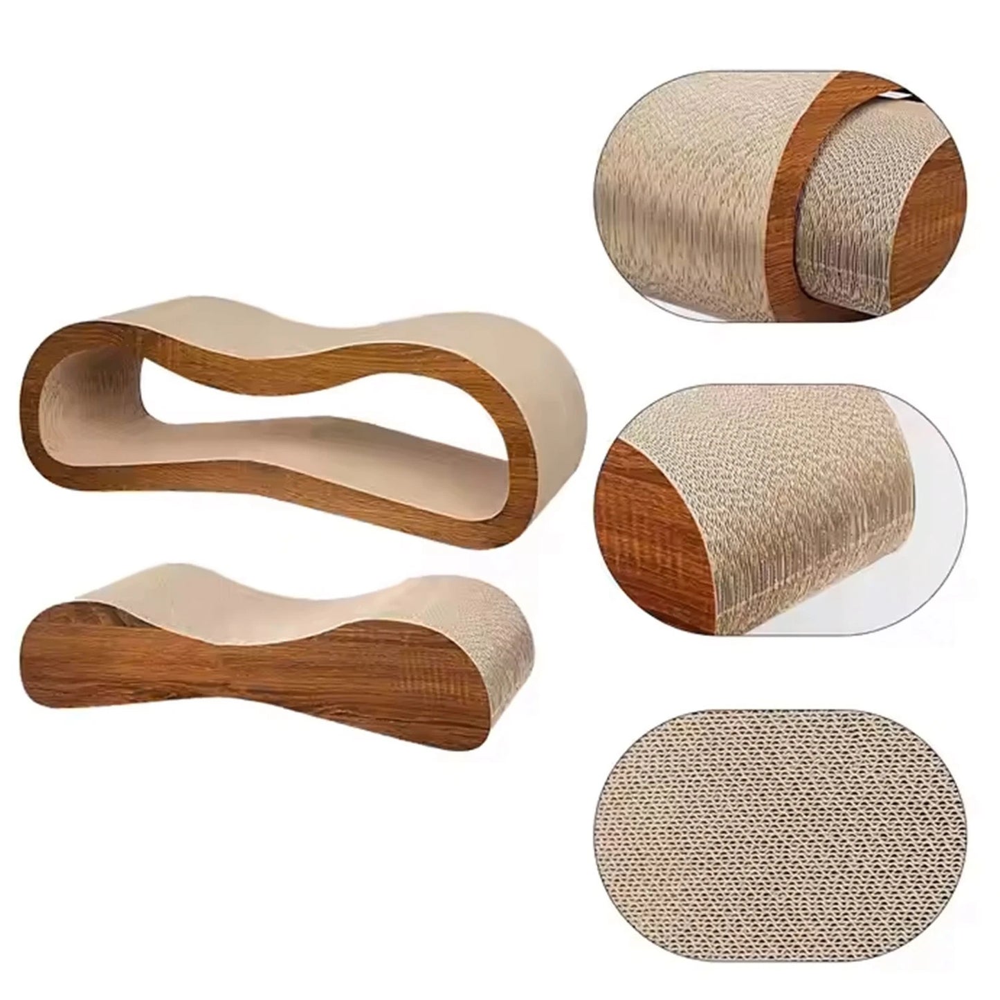 The Happy Tail Co™ 2-in-1 Luxury Cat Scratcher Lounge & Bed - Durable Cardboard Furniture Protector for Healthy Claws