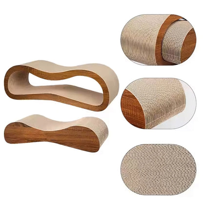 The Happy Tail Co™ 2-in-1 Luxury Cat Scratcher Lounge & Bed - Durable Cardboard Furniture Protector for Healthy Claws