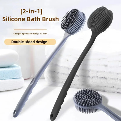 The Happy Tail Co 2Pcs Premium Silicone Bath Brush Set - Soft Body Scrubber with Long Handle for Deep Cleansing & Massage