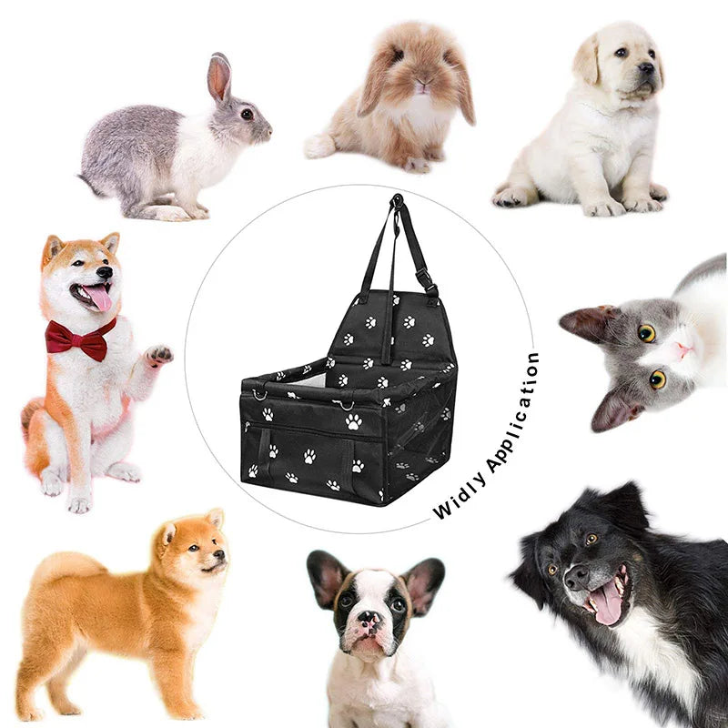 The Happy Tail Co™ Breathable Pet Car Booster Seat - Portable Travel Carrier Basket with Safety Leash for Small Dogs & Cats