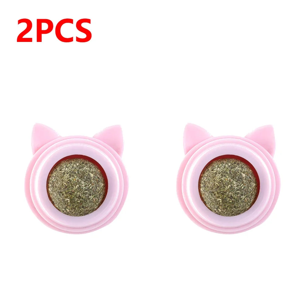 The Happy Tail Co.™ 3-Piece Rotatable Catnip Wall Balls - Natural Licking Snacks for Dental Cleaning & Anxiety Relief