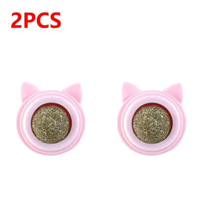 The Happy Tail Co.™ 3-Piece Rotatable Catnip Wall Balls - Natural Licking Snacks for Dental Cleaning & Anxiety Relief