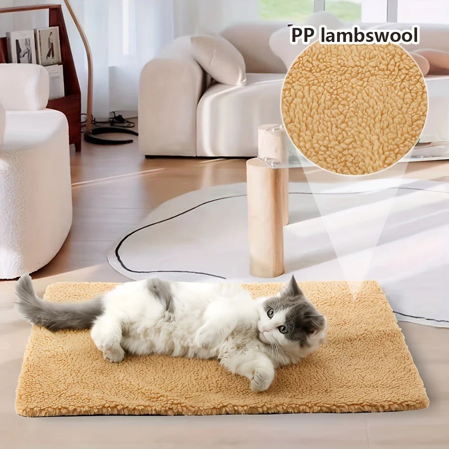 The Happy Tail Co Self-Warming Pet Pad Blanket - Electric-Free Thermal Heat Reflecting Mat for Cats & Dogs