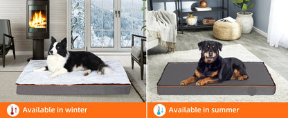 The Happy Tail Co Premium Orthopedic Memory Foam Dog Bed - Waterproof & Washable Deluxe Pet Mattress with Orange Trim