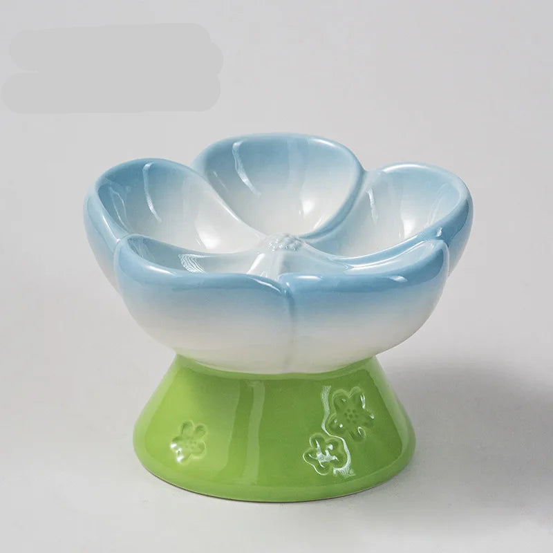 The Happy Tail Co™ Premium Ceramic Slow Feeder - Elevated Flower Design Anti-Choke Pet Bowl for Healthy Digestion