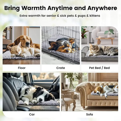 The Happy Tail Co Self-Warming Pet Pad Blanket - Electric-Free Thermal Heat Reflecting Mat for Cats & Dogs