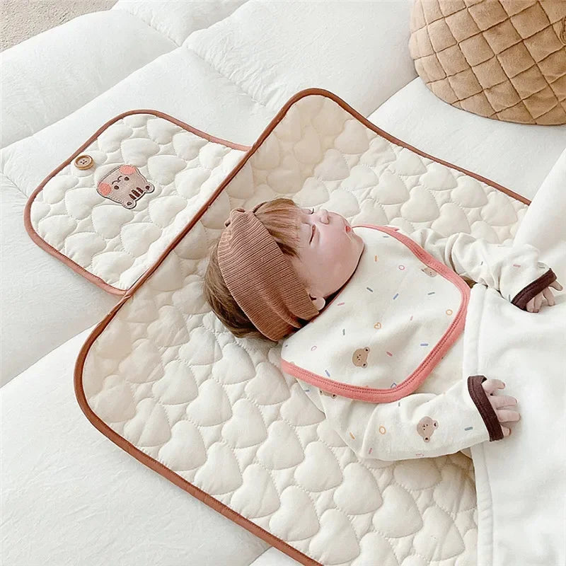 The Happy Tail Co Portable Foldable Waterproof Diaper Changing Pad - Travel Friendly Nappy Floor Change Play Mat