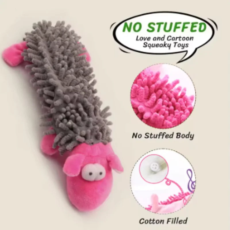The Happy Tail Co.™ Ultra-Soft Animal Squeaky Chew Toy - Gentle Dental Cleaning Plush for Puppies & Small Breeds