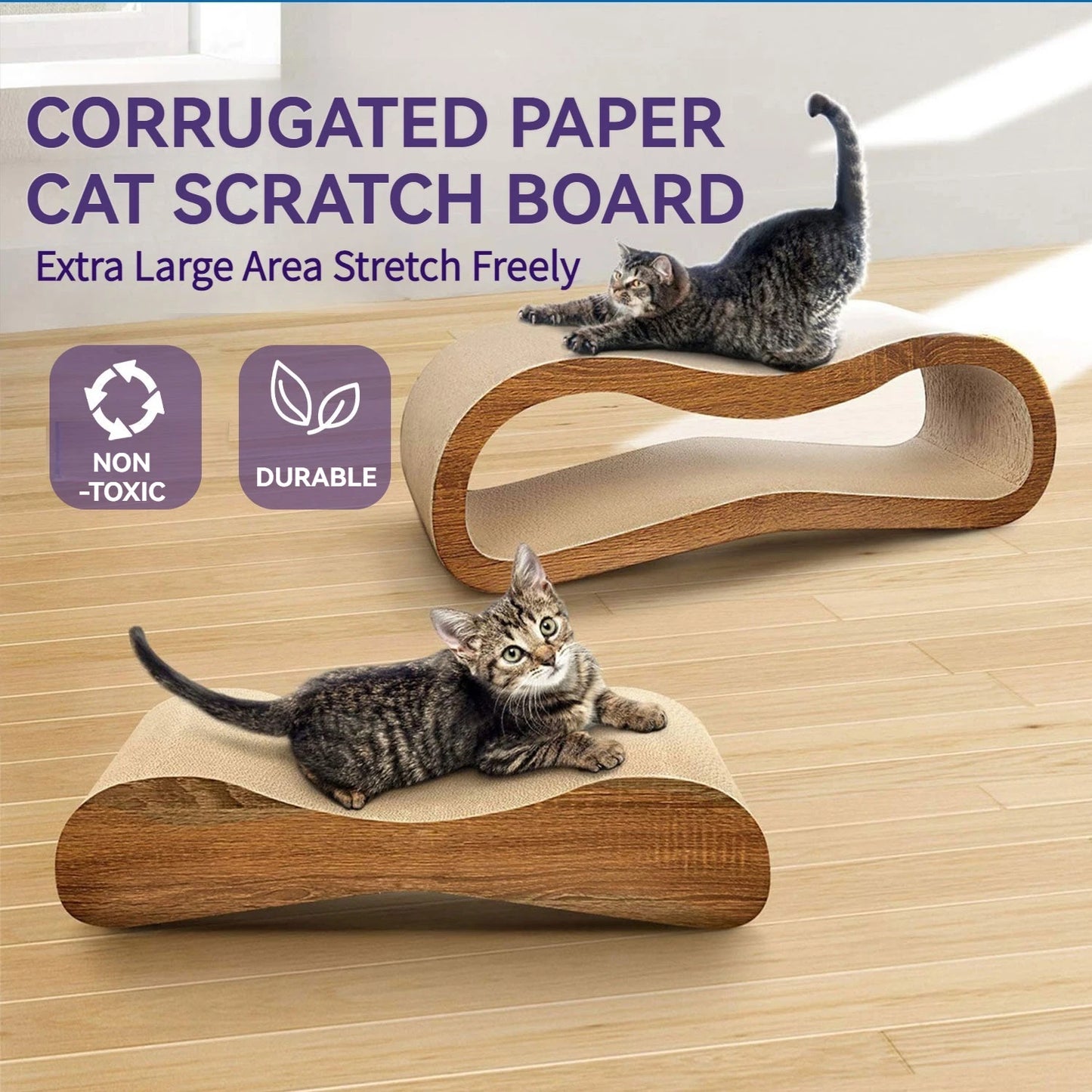 The Happy Tail Co™ 2-in-1 Luxury Cat Scratcher Lounge & Bed - Durable Cardboard Furniture Protector for Healthy Claws