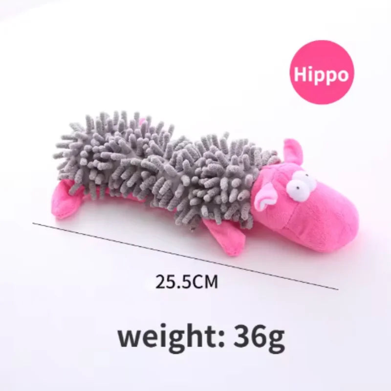 The Happy Tail Co.™ Ultra-Soft Animal Squeaky Chew Toy - Gentle Dental Cleaning Plush for Puppies & Small Breeds