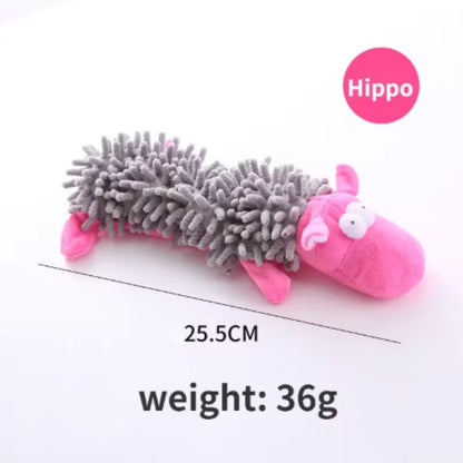 The Happy Tail Co.™ Ultra-Soft Animal Squeaky Chew Toy - Gentle Dental Cleaning Plush for Puppies & Small Breeds