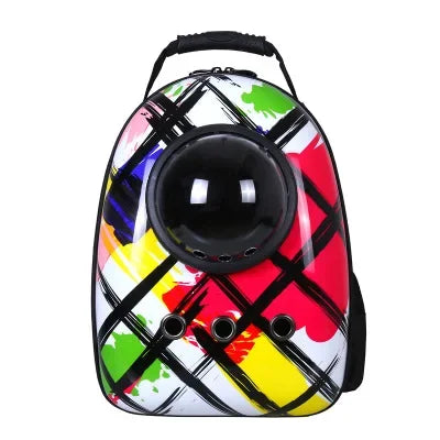 The Happy Tail Co™ Breathable Space Capsule Pet Backpack - Panoramic View Travel Sling Bag for Cats & Small Dogs