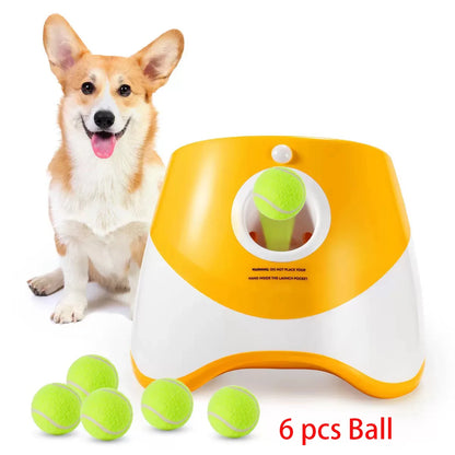 The Happy Tail Co™ Pro-Series Automatic Dog Ball Launcher - Interactive Rechargeable Fetch Machine with 3 Tennis Balls