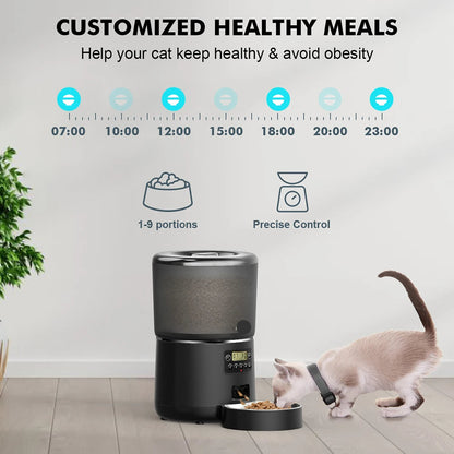 The Happy Tail Co™ Smart Automatic Pet Feeder - 4L Customizable Meal Planner with Stainless Steel Bowl