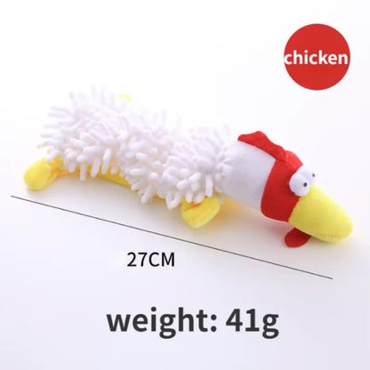 The Happy Tail Co.™ Ultra-Soft Animal Squeaky Chew Toy - Gentle Dental Cleaning Plush for Puppies & Small Breeds