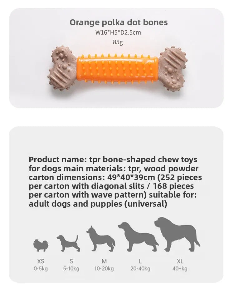 The Happy Tail Co.™ Indestructible Bone-Shaped Dog Chew Toy - Durable TPR Molar Stick