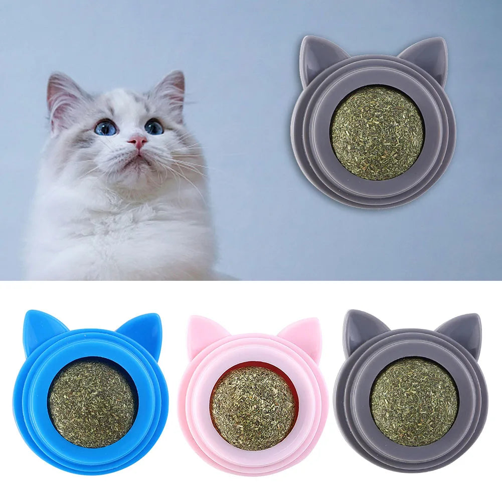 The Happy Tail Co.™ 3-Piece Rotatable Catnip Wall Balls - Natural Licking Snacks for Dental Cleaning & Anxiety Relief