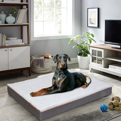 The Happy Tail Co Premium Orthopedic Memory Foam Dog Bed - Waterproof & Washable Deluxe Pet Mattress with Orange Trim
