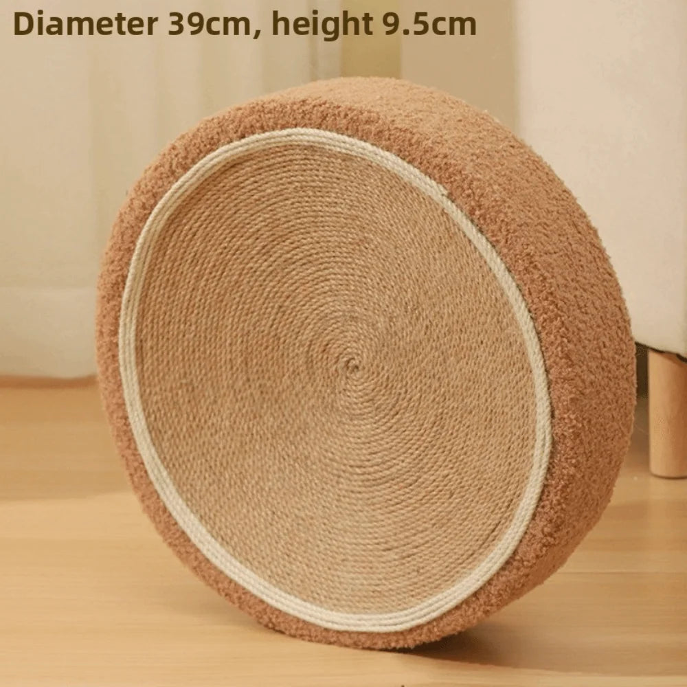 The Happy Tail Co 2-in-1 Premium Round Cat Scratching Board - Wear-Resistant Sisal Fabric Pet Toy & Lounge Bed