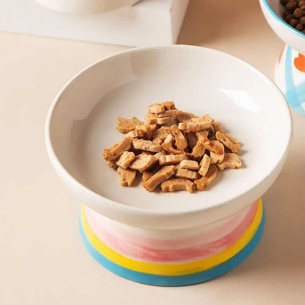 The Happy Tail Co™ Premium Ceramic Orthopedic Pet Bowl - Slanted Neck Guard & Anti-Tipping Elevated Feeder