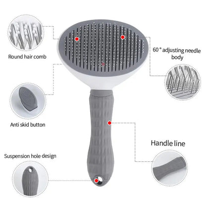 The Happy Tail Co™ One-Click Self-Cleaning Brush - Professional Pet Hair Remover & Soothing Massage Tool