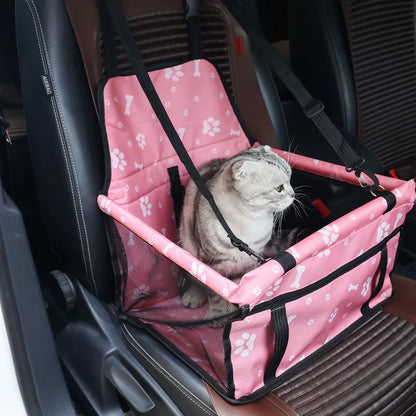 The Happy Tail Co™ Breathable Pet Car Booster Seat - Portable Travel Carrier Basket with Safety Leash for Small Dogs & Cats