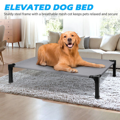 The Happy Tail Co™ Elevated Cooling Pet Bed - Breathable Mesh & Portable Outdoor Dog Cot