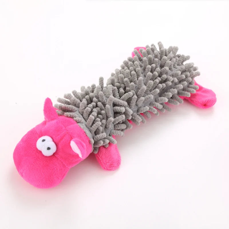 The Happy Tail Co.™ Ultra-Soft Animal Squeaky Chew Toy - Gentle Dental Cleaning Plush for Puppies & Small Breeds