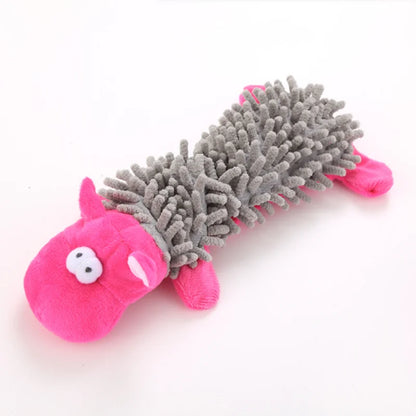 The Happy Tail Co.™ Ultra-Soft Animal Squeaky Chew Toy - Gentle Dental Cleaning Plush for Puppies & Small Breeds