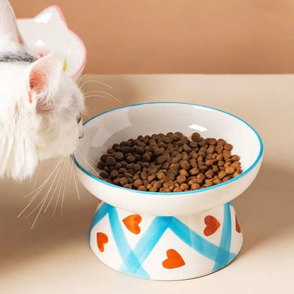 The Happy Tail Co™ Premium Ceramic Orthopedic Pet Bowl - Slanted Neck Guard & Anti-Tipping Elevated Feeder
