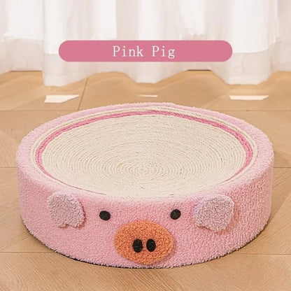 The Happy Tail Co 2-in-1 Premium Round Cat Scratching Board - Wear-Resistant Sisal Fabric Pet Toy & Lounge Bed