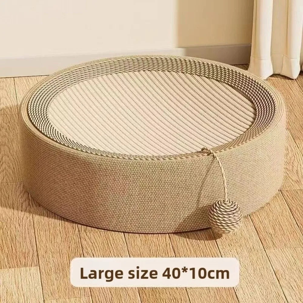 The Happy Tail Co 2-in-1 Premium Round Cat Scratching Board - Wear-Resistant Sisal Fabric Pet Toy & Lounge Bed