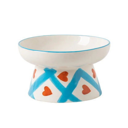 The Happy Tail Co™ Premium Ceramic Orthopedic Pet Bowl - Slanted Neck Guard & Anti-Tipping Elevated Feeder