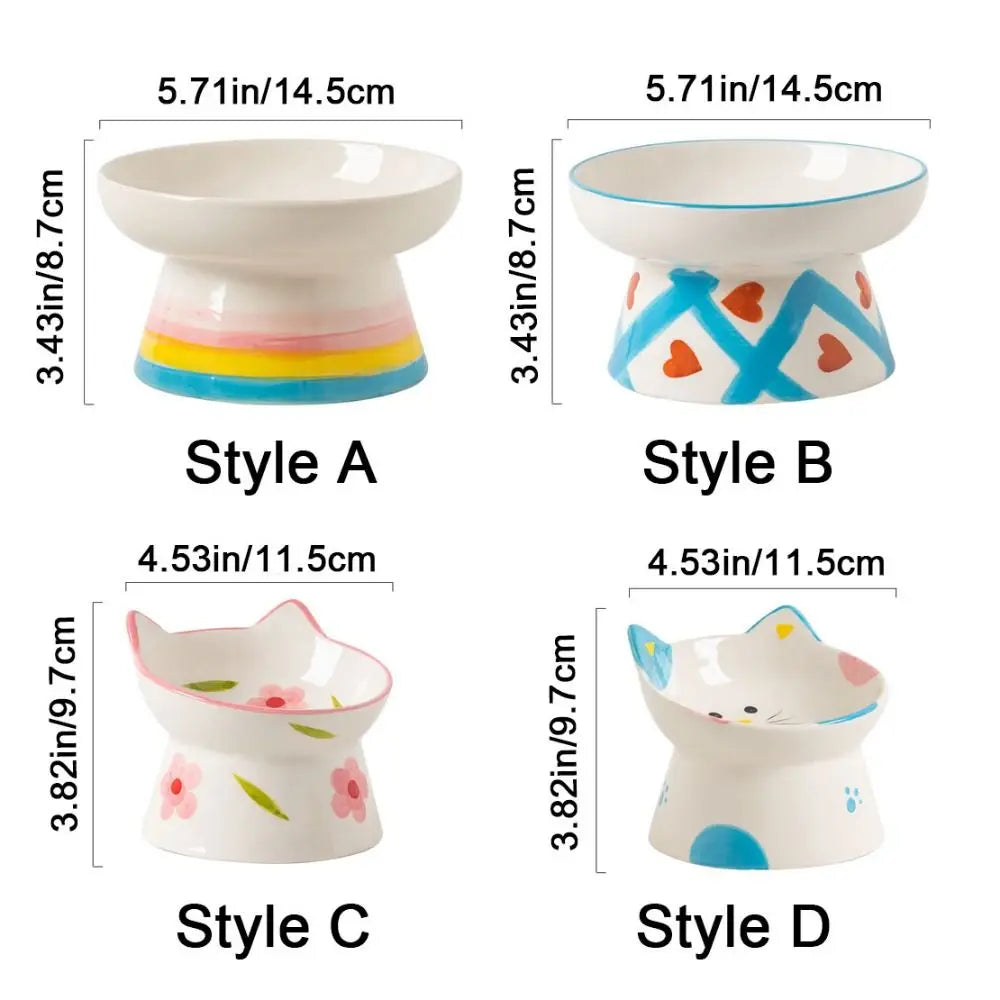 The Happy Tail Co™ Premium Ceramic Orthopedic Pet Bowl - Slanted Neck Guard & Anti-Tipping Elevated Feeder